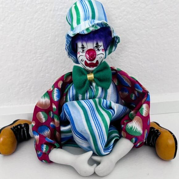 Vintage Porcelain Clown Doll – 14” - Picture 2 of 9